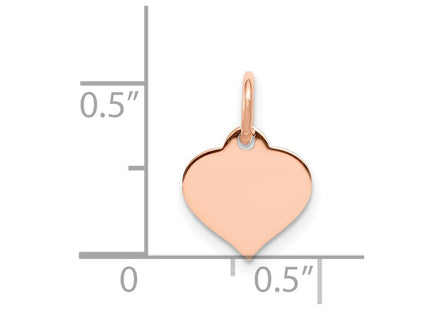 14K Rose Gold Heart Disc Charm, 14 x 10mm (18)