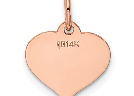 14K Rose Gold Heart Disc Charm, 17 x 12mm (18)