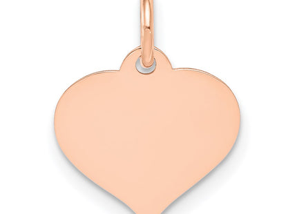 14K Rose Gold Heart Disc Charm, 17 x 12mm