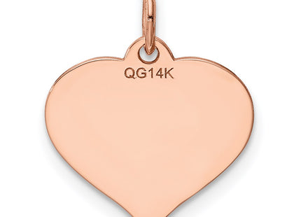 14K Rose Gold Heart Disc Charm, 18 x 14mm