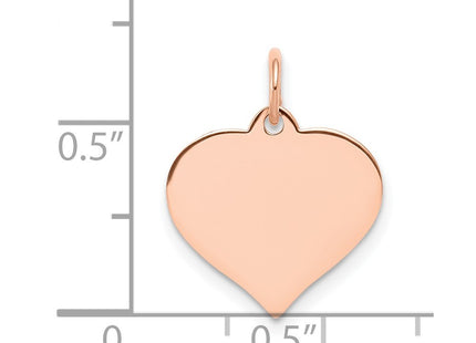 14K Rose Gold Heart Disc Charm, 18 x 14mm