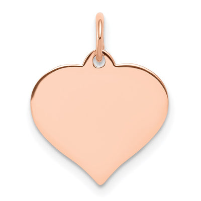 14K Rose Gold Heart Disc Charm, 14 x 10mm