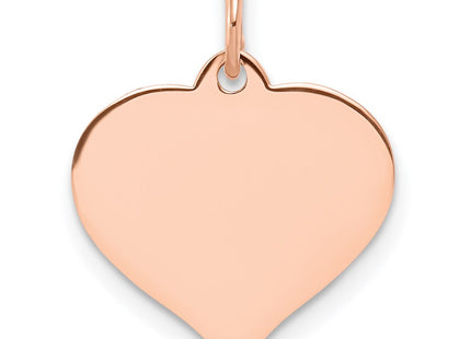 14K Rose Gold Heart Disc Charm, 18 x 14mm