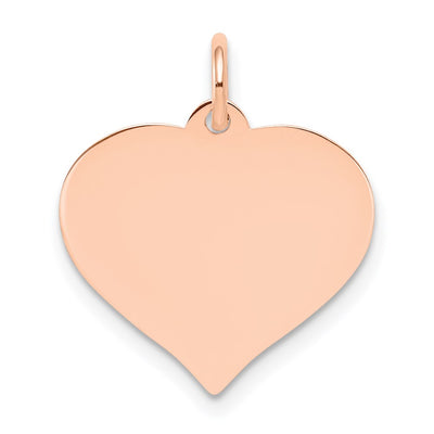 14K Rose Gold Heart Disc Charm, 14 x 10mm