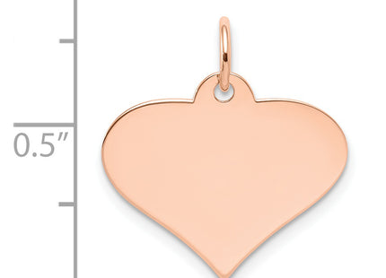 14k Rose Gold Plain .027 Gauge Engraveable Heart Disc Charm