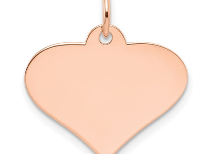14K Rose Gold Plain .018 Gauge Engraveable Heart Disc Charm, 21 x 19mm