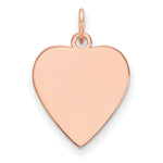 14K Rose Gold Plain .011 Gauge Heart Engravable Disc Charm view