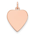 14K Rose Gold Plain .018 Gauge Heart Engravable Disc Charm