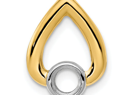 14k Holds Stone Teardrop Chain Slide Mounting, 15 x 11mm