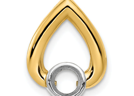 14k Holds Stone Teardrop Chain Slide Mounting, 16 x 12mm