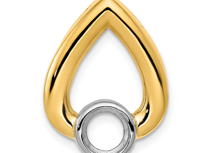 14k Holds Stone Teardrop Chain Slide Mounting, 21 x 15mm