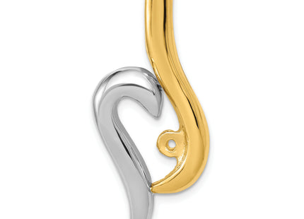 14k Two-tone Peg-Set Fancy Slide Mounting Fits up to Regular/ Fancy or Reversible Omega, 35 x 15mm