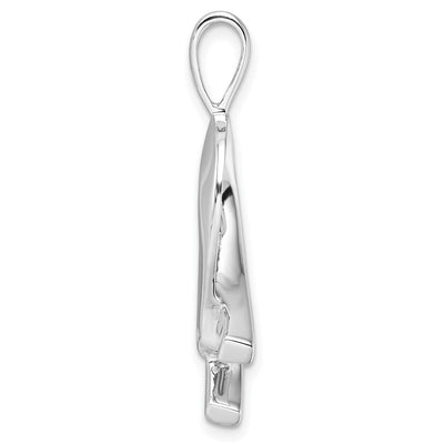 14K White Gold Holds Stone Slide Mounting Fits up to Regular/ Fancy or Reversible Omega, 32 x 17mm
