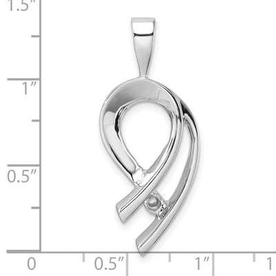 14K White Gold Holds Stone Slide Mounting Fits up to Regular/ Fancy or Reversible Omega, 32 x 17mm