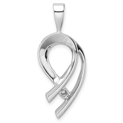 14K White Gold Holds Stone Slide Mounting Fits up to Regular/ Fancy or Reversible Omega, 32 x 17mm