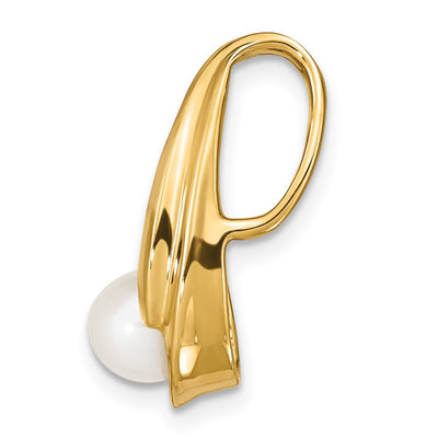 14K White Round Freshwater Cultured Pearl Slide
