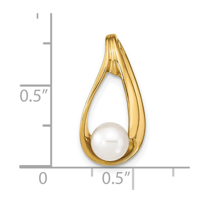 14K White Round Freshwater Cultured Pearl Slide