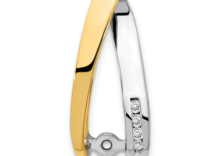14k Two-tone Peg-Set Aaa Diamond Semi-Mount Slide Fits up to Regular/ Fancy or Reversible Omega, 25 x 11mm