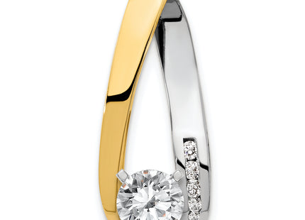 14k Two-tone Peg-Set Aaa Diamond Semi-Mount Slide Fits up to Regular/ Fancy or Reversible Omega, 25 x 11mm