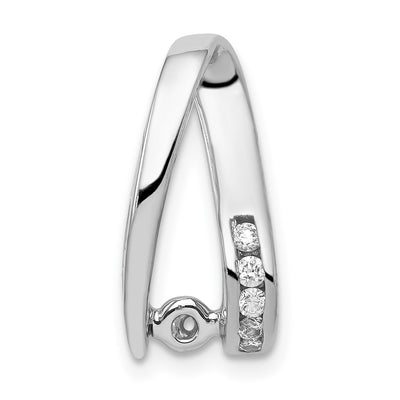 14K White Gold Peg-Set Aaa Diamond Semi-Mount Slide Fits up to Regular/ Fancy or Reversible Omega, 20 x 8mm