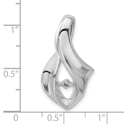 14K White Gold Peg-Set Diamond Slide Mounting Fits up to Regular/ Fancy or Reversible Omega, 31 x 16mm