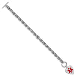 Sterling Silver RH-pltd Engraveable Enamel Heart Medical ID Bracelet view