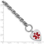Sterling Silver RH-pltd Engraveable Enamel Heart Medical ID Bracelet view