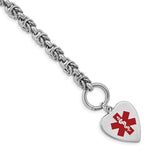 Sterling Silver RH-pltd Engraveable Enamel Heart Medical ID Bracelet view