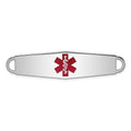 Sterling Silver Rhodium-plated Medical ID Plate, 57 x 13mm
