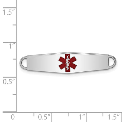 Sterling Silver Rhodium-plated Medical ID Plate, 33 x 8mm