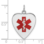 Sterling Silver RH-pltd Engraveable Enamel Sm.Heart Medical Pendant view 4
