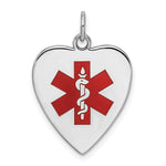 Sterling Silver RH-pltd Engraveable Enamel Sm.Heart Medical Pendant view 1