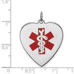 Sterling Silver RH-pltd Engraveable Enamel Lg.Heart Medical Pendant view 4
