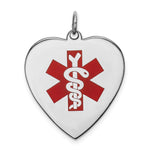 Sterling Silver RH-pltd Engraveable Enamel Lg.Heart Medical Pendant view 1