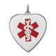 Sterling Silver RH-pltd Engraveable Enamel Lg.Heart Medical Pendant