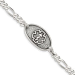 Sterling Silver Antiqued / Polished Medical Bracelet view 1
