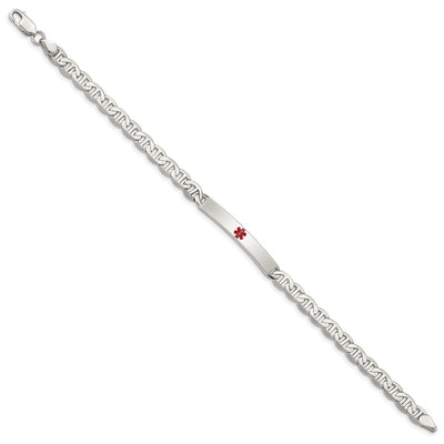 Sterling Silver Polished Medical Anchor Link ID Bracelet, 7.5 x 5mm