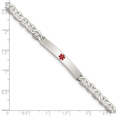 Sterling Silver Polished Medical Anchor Link ID Bracelet, 7.5 x 5mm