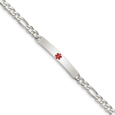 Sterling silver figaro link anchor ID bracelet