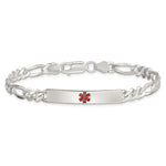 Sterling Silver Polished Medical Figaro Anchor Link ID Bracelet, 7.5 x 6mm view
