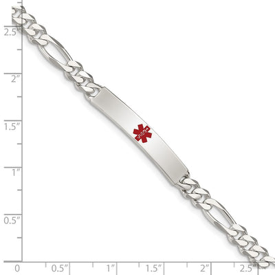 Sterling Silver Polished Medical Figaro Anchor Link ID Bracelet, 7.5 x 6mm