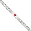 Sterling Silver Polished Medical Figaro Anchor Link ID Bracelet, 7.5 x 6mm