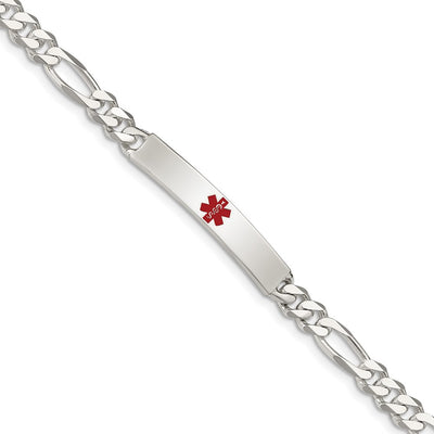 Sterling silver figaro link anchor ID bracelet