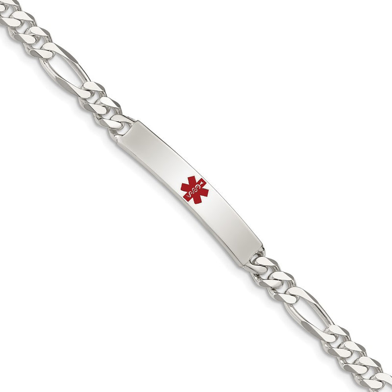 Sterling silver figaro link anchor ID bracelet