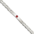 Sterling Silver Polished Medical Anchor Link ID Bracelet, 7.5 x 6mm