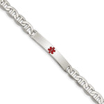 Sterling Silver Polished Medical Anchor Link ID Bracelet, 7.5 x 6mm view