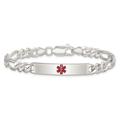 Sterling Silver Polished Medical Figaro Anchor Link ID Bracelet, 7.5 x 6.5mm