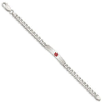 Sterling Silver Polished Medical Curb Link ID Bracelet, 7.5 x 6.5mm view