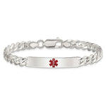 Sterling Silver Polished Medical Curb Link ID Bracelet, 7.5 x 6.5mm view
