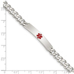 Sterling Silver Polished Medical Curb Link ID Bracelet, 7.5 x 6.5mm view